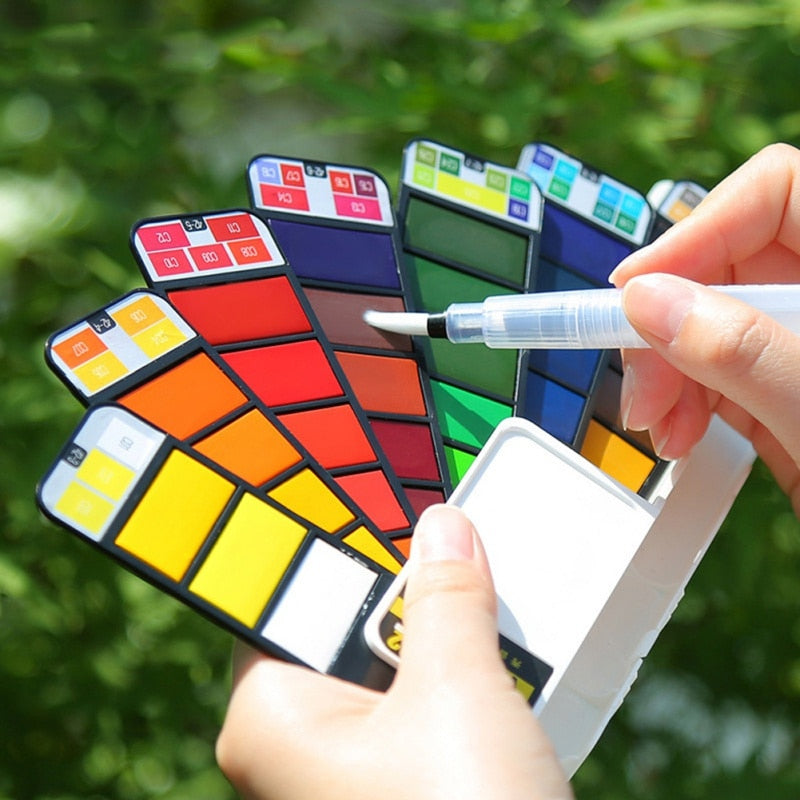 Professional Foldable Watercolor Paint Set with Brush