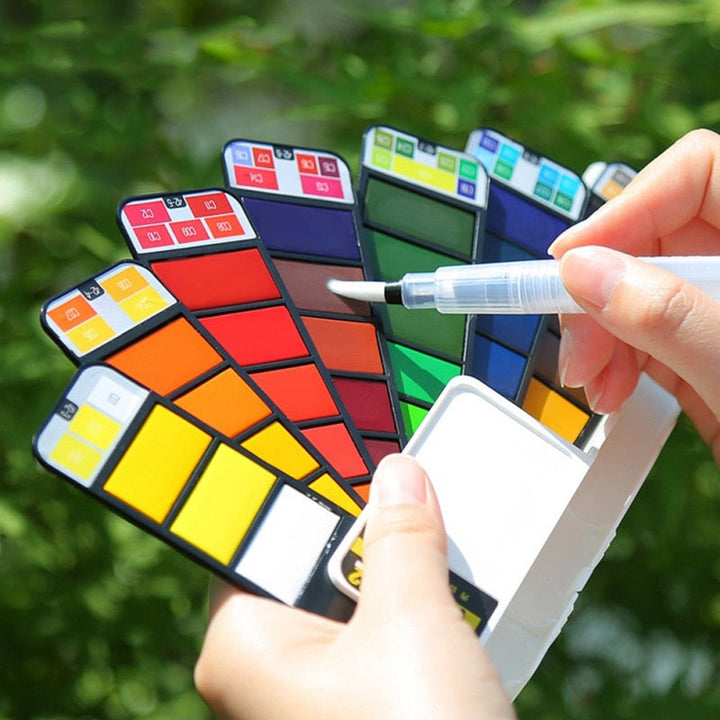 Professional Foldable Watercolor Paint Set with Brush
