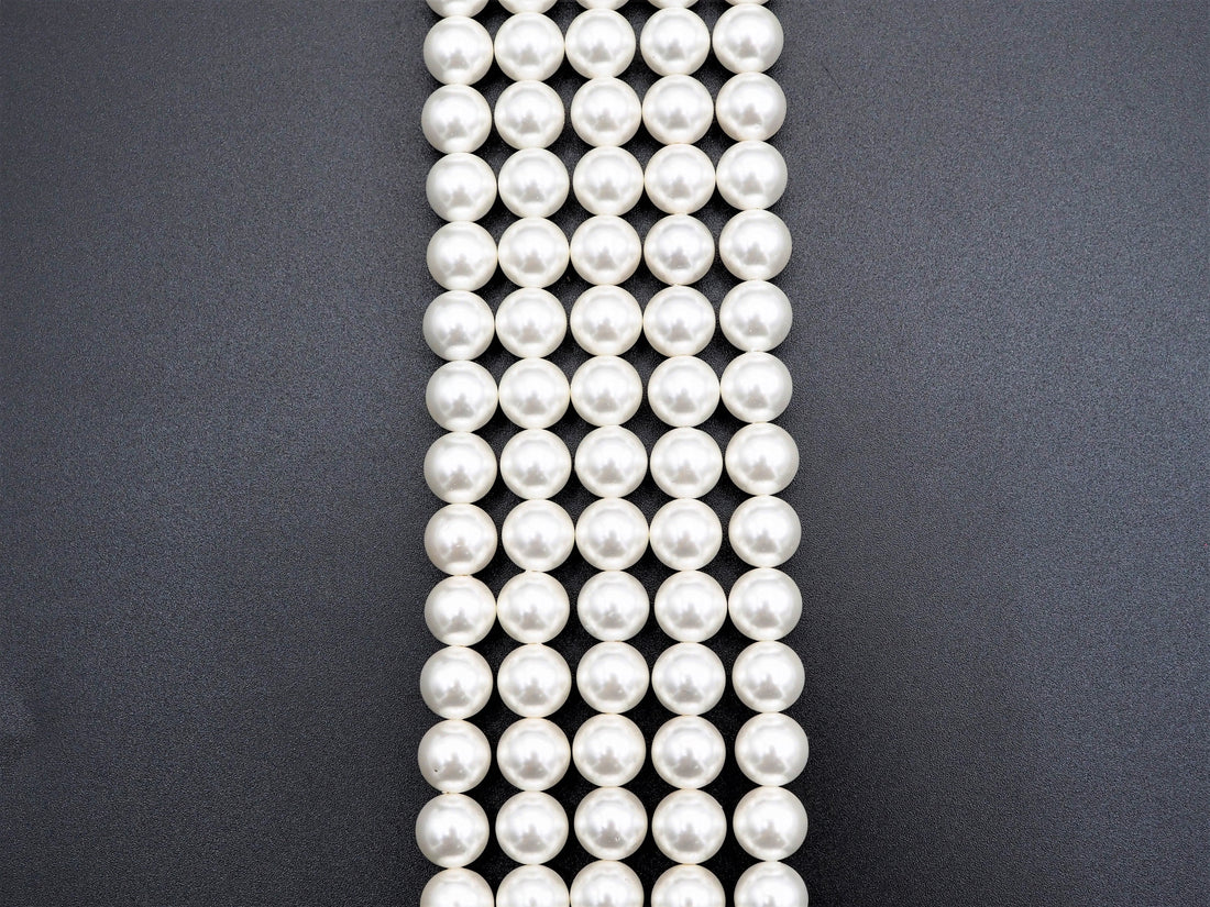 High Quality White Mother of Pearl Round Smooth Beads, Sku#U316
