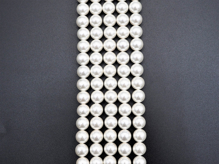 High Quality White Mother of Pearl Round Smooth Beads, Sku#U316