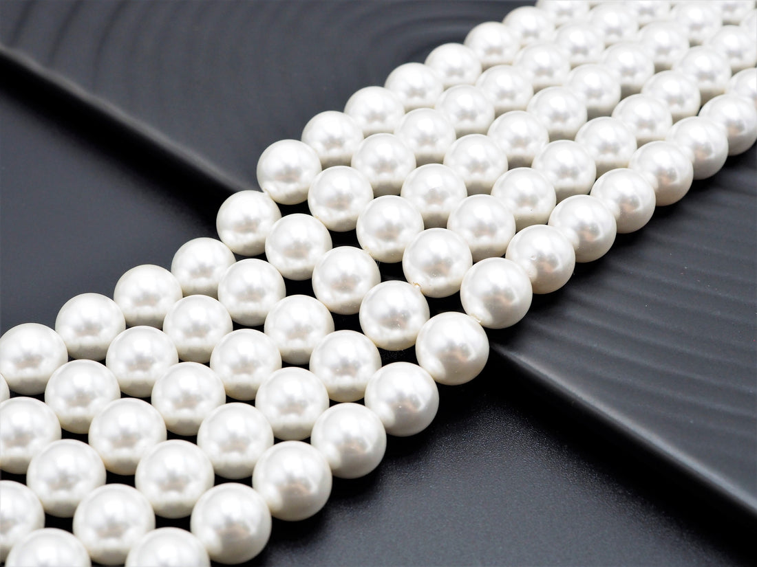 High Quality White Mother of Pearl Round Smooth Beads, Sku#U316
