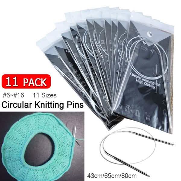 11 Pack Stainless Steel Circular Knitting Needles