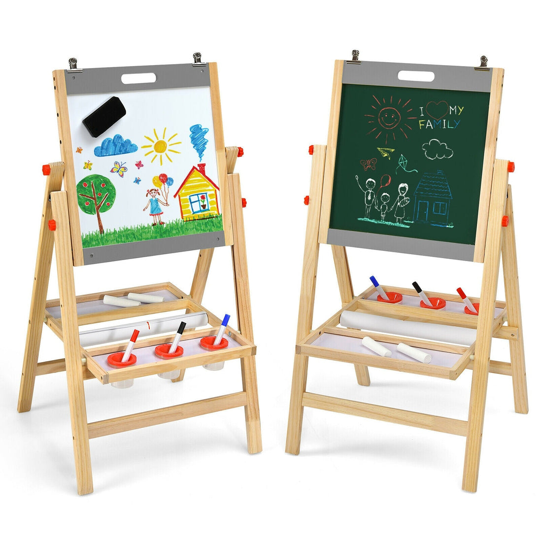 Kids Double Sided Art Easel with Paper Roll