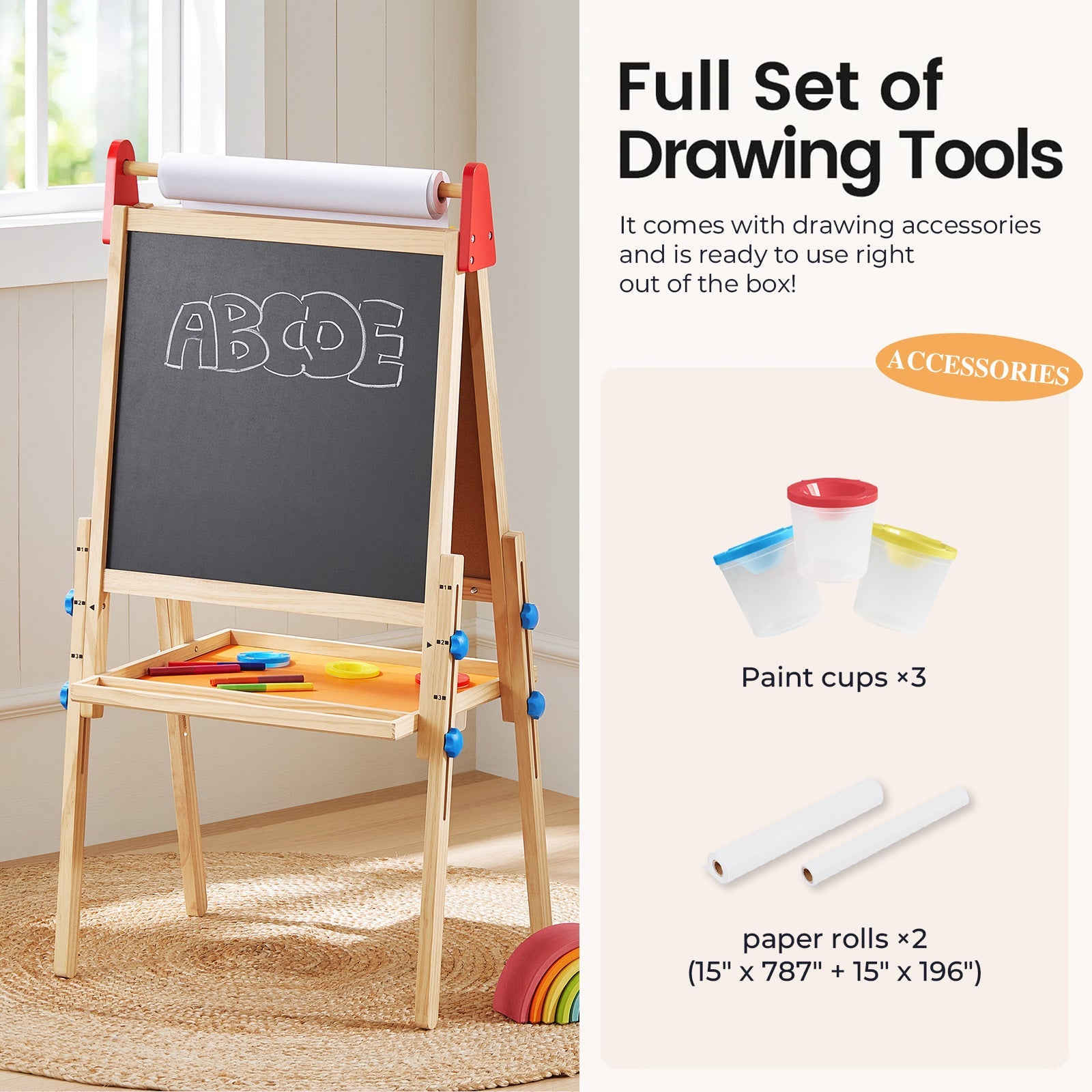 Tiny Land 3-in-1 Kids Art Easel Board