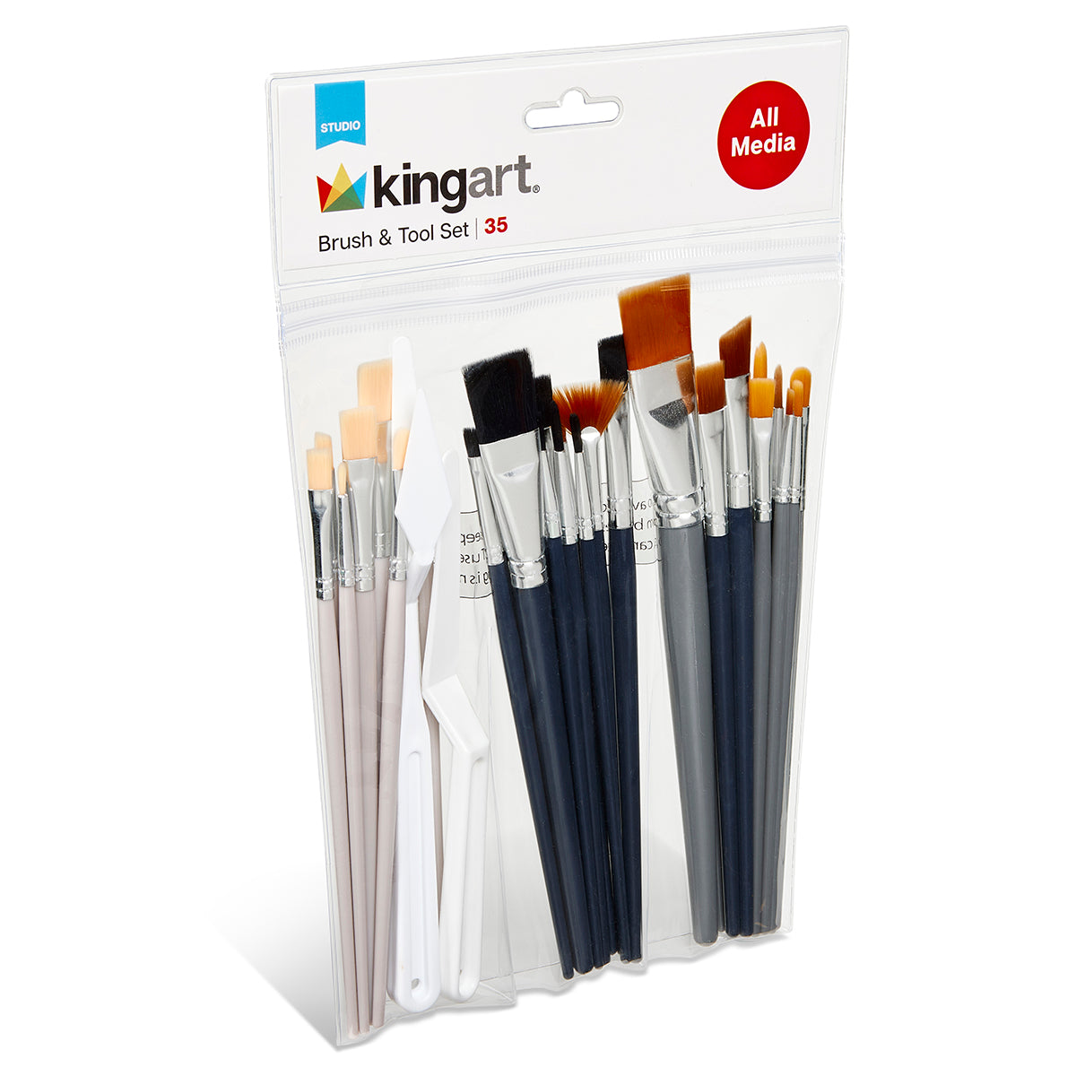 Studio Brush Set Black Brown Nylon White Bristle