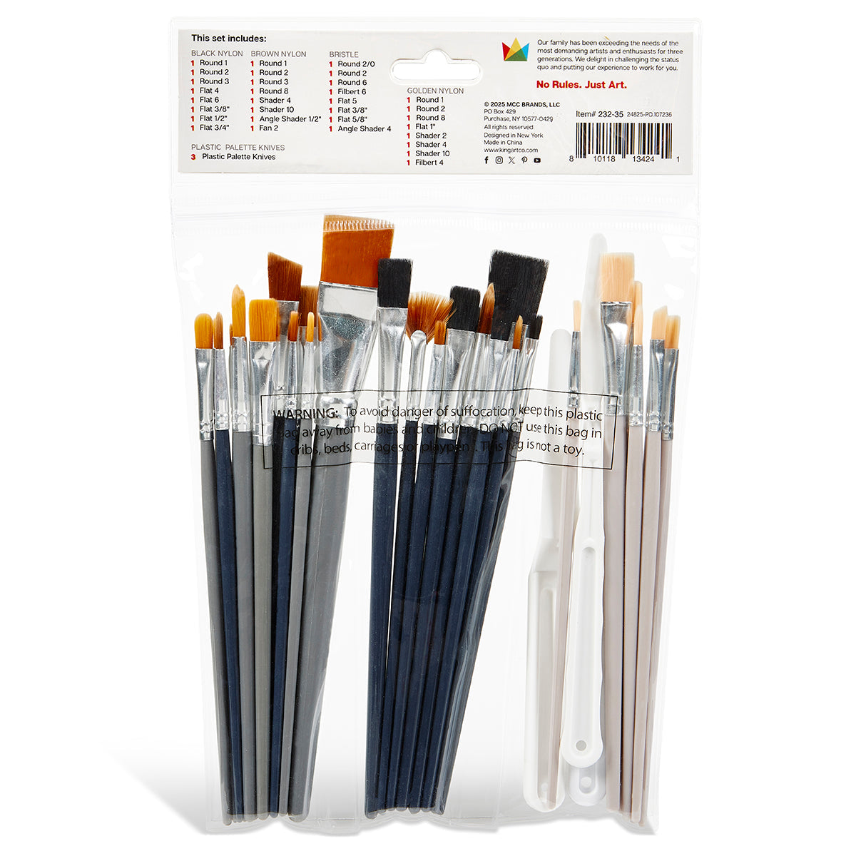 Studio Brush Set Black Brown Nylon White Bristle