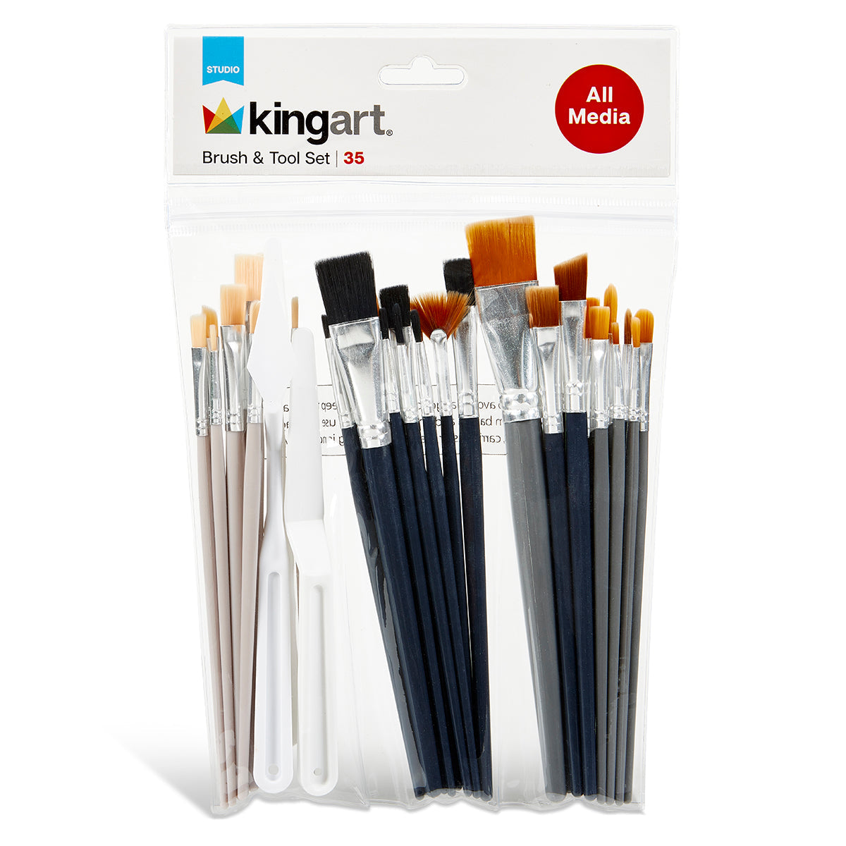 Studio Brush Set Black Brown Nylon White Bristle