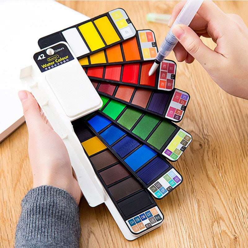 Professional Foldable Watercolor Paint Set with Brush
