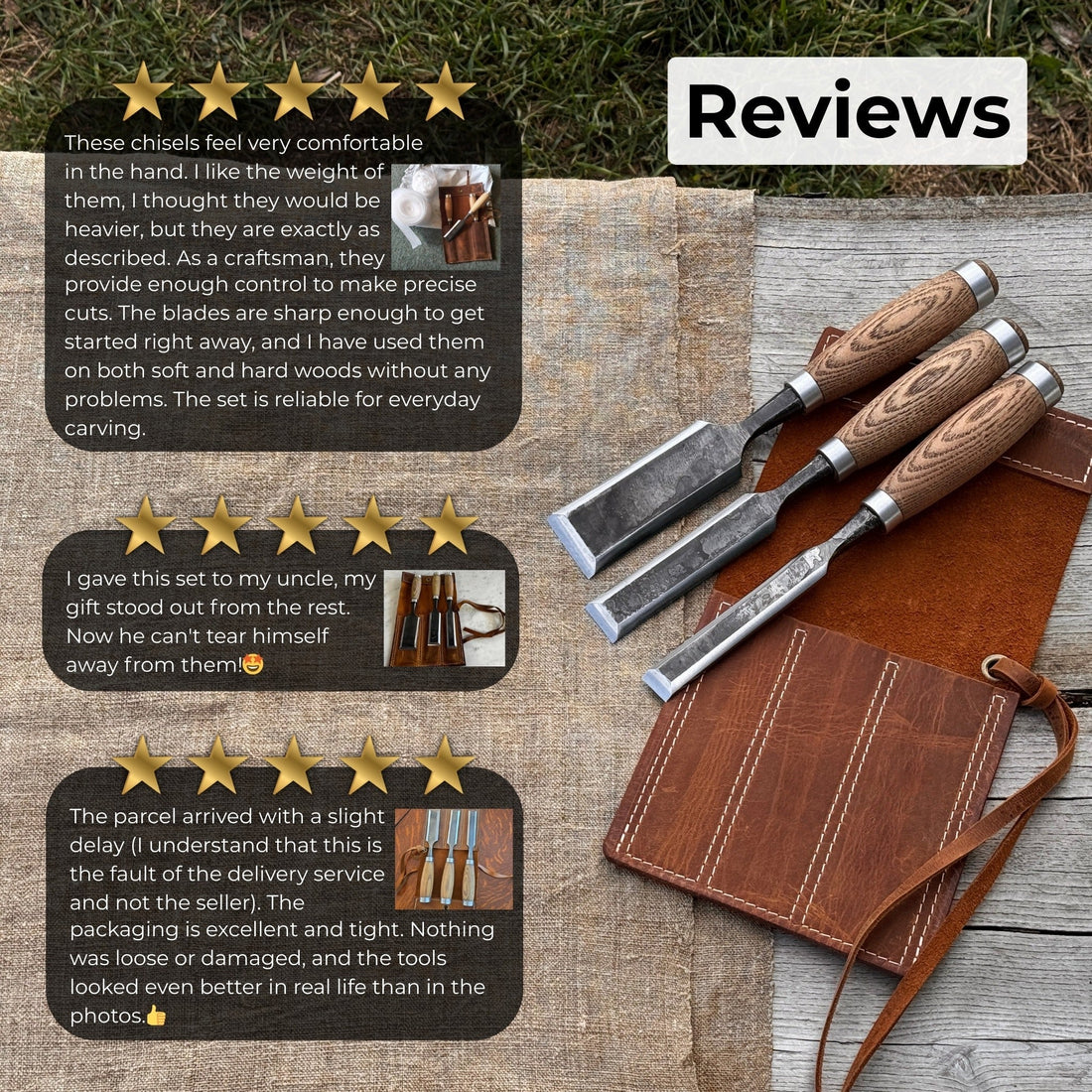 3-Piece Wood Carving Chisel Set