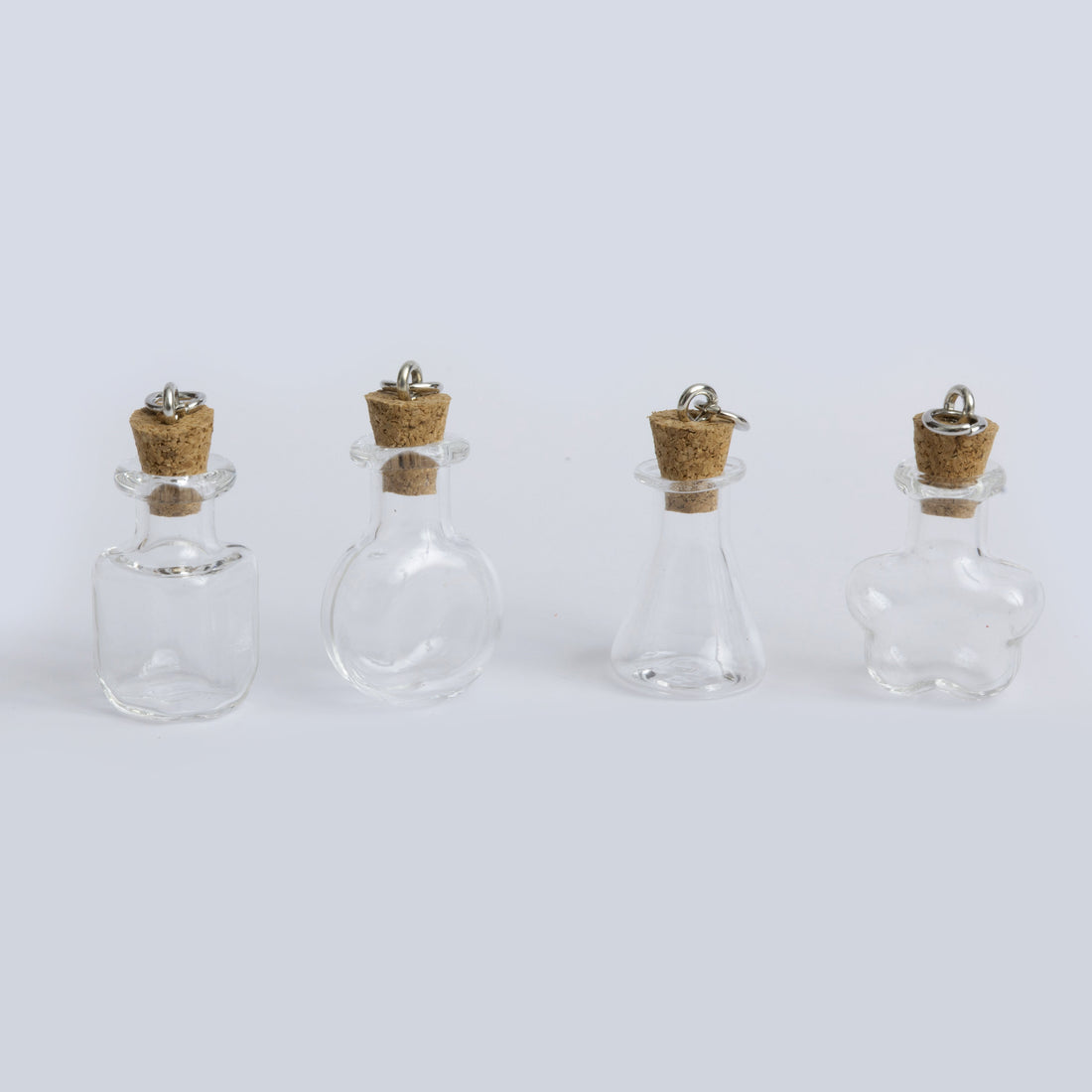 Mini Glass Potion Bottle Charms with Cork Set of 4 Clear Message in a Bottle for DIY Jewelry & Crafts