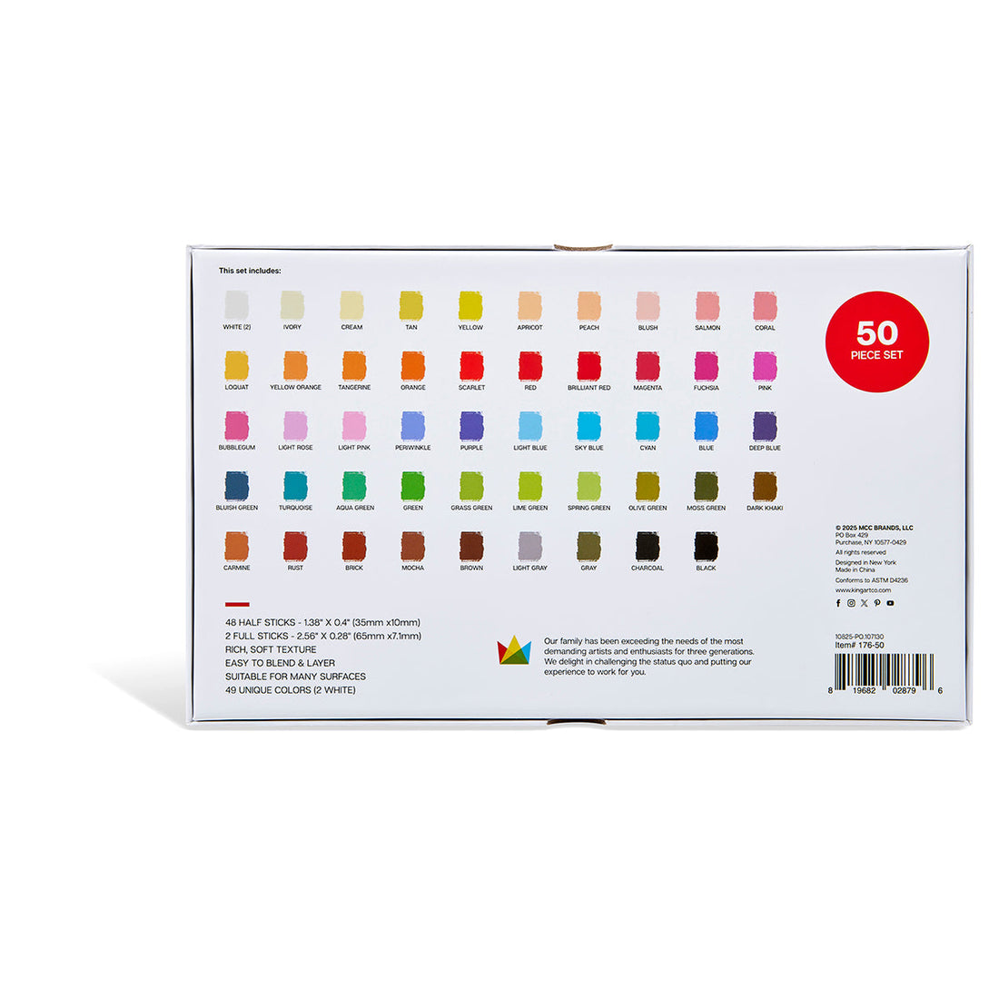 Soft Square Pastel Half Sticks 50 Piece Set