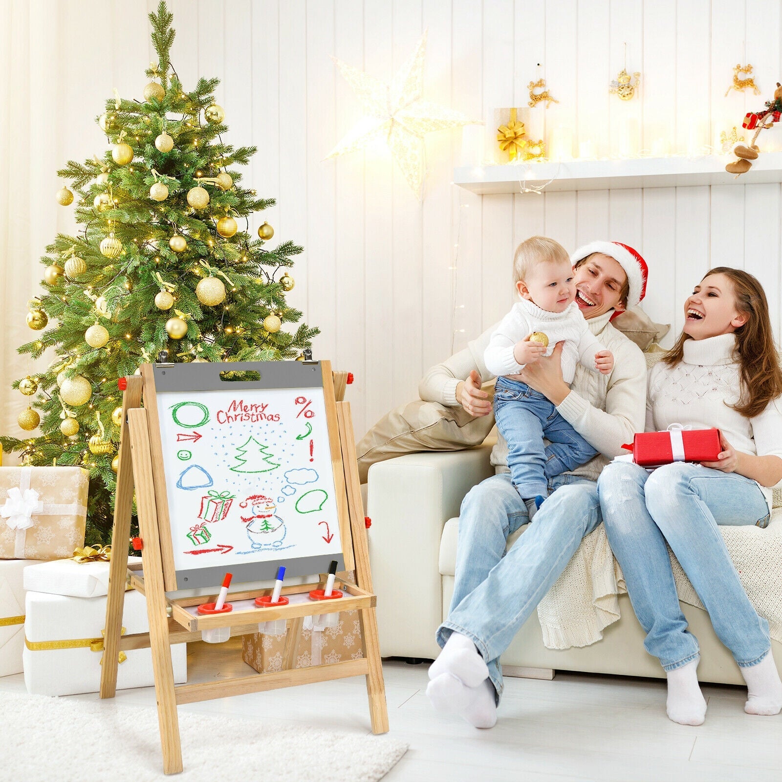 Kids Double Sided Art Easel with Paper Roll