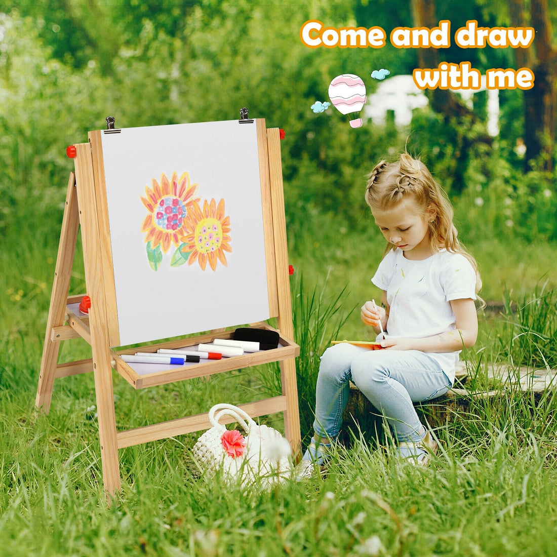 Kids Double Sided Art Easel with Paper Roll