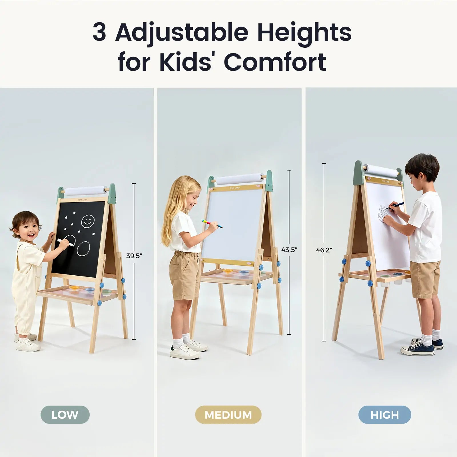 Tiny Land 3-in-1 Kids Art Easel Board