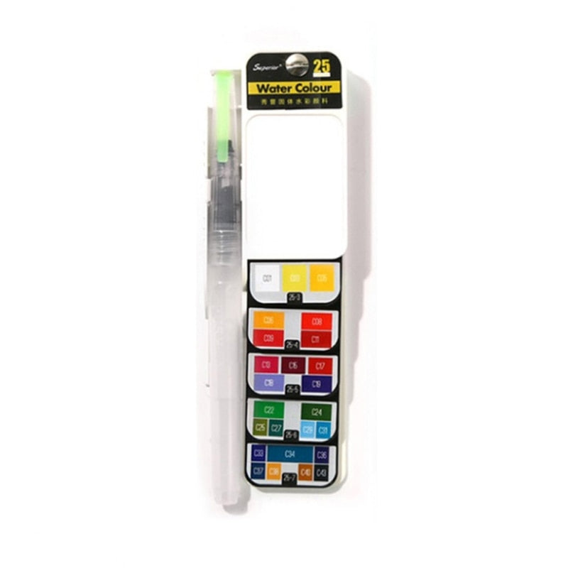 Professional Foldable Watercolor Paint Set with Brush