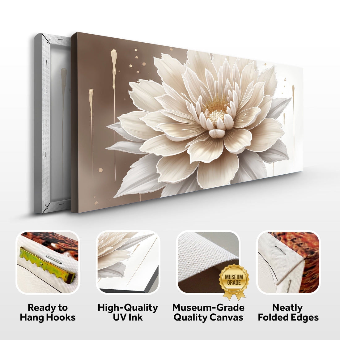 Single Beige Flower Abstract Wall Art