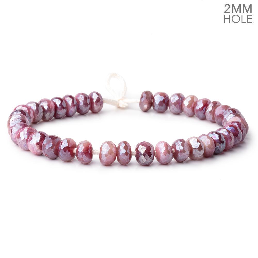 8-8.5mm Mystic Rose Moonstone 2mm Large Hole Faceted Rondelles 8 inch 36 Beads