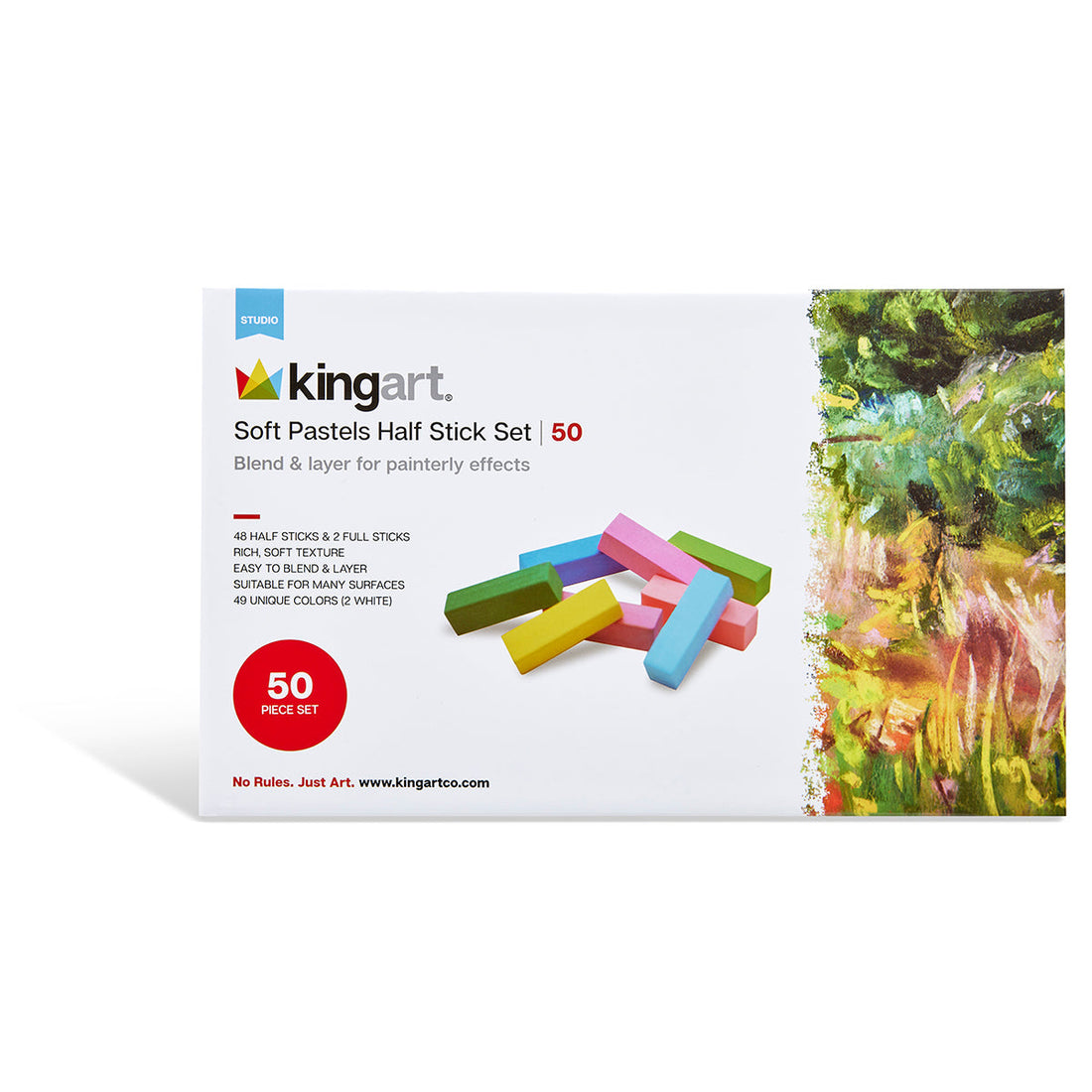 Soft Square Pastel Half Sticks 50 Piece Set