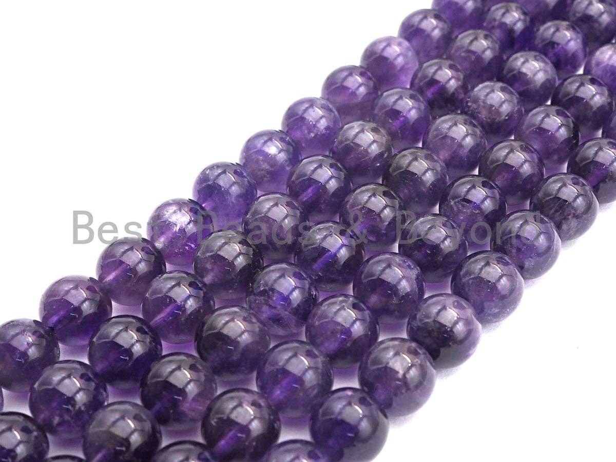 High Quality Natural Amethyst Round Beads, Round Smooth /4mm6mm/8mm/10mm/12mm Amethyst Beads, 15.5" Full Strand, sku#U527
