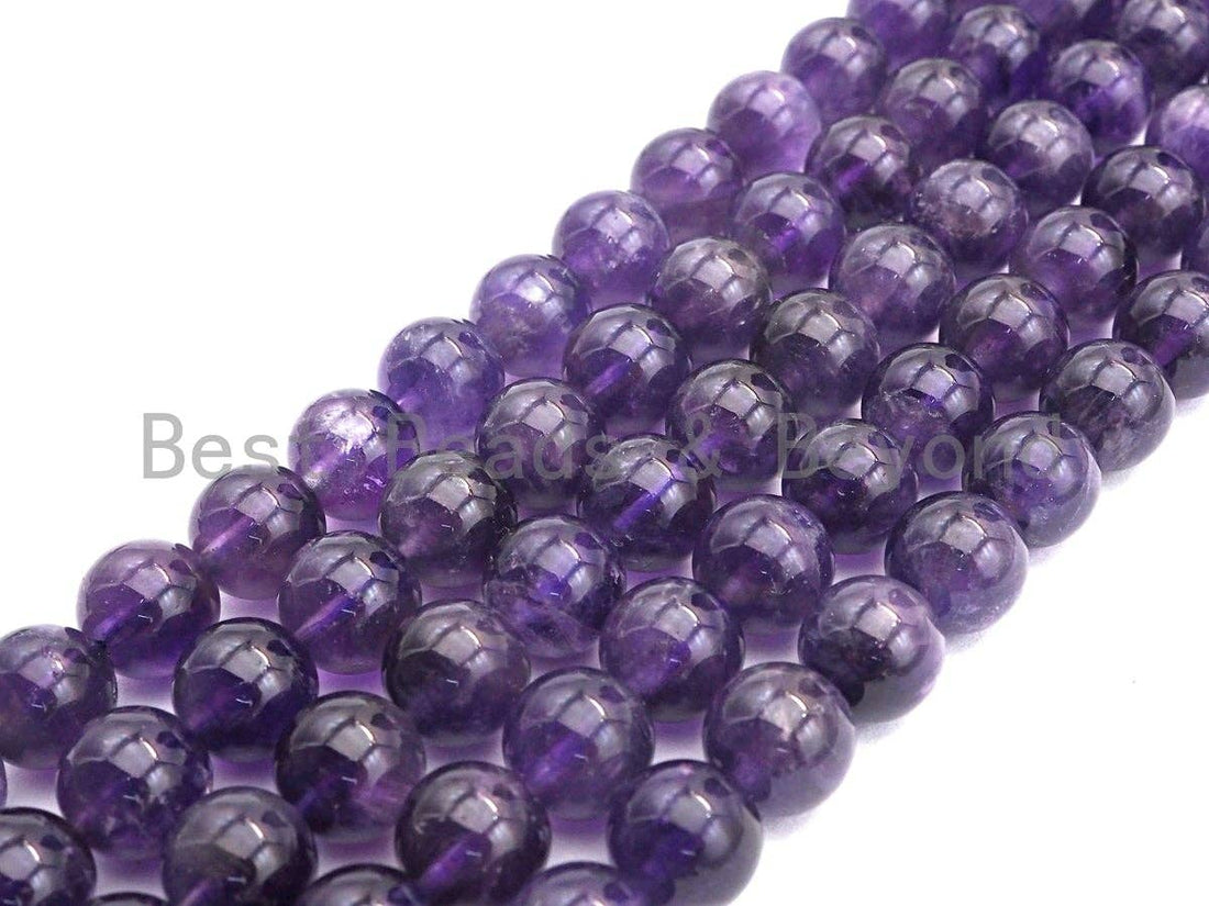 High Quality Natural Amethyst Round Beads, Round Smooth /4mm6mm/8mm/10mm/12mm Amethyst Beads, 15.5" Full Strand, sku#U527