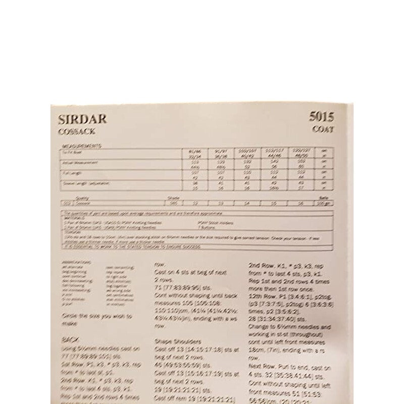 New Sirdar 5015 Cossack Long Jacket Cardigan Sweater Knitting Pattern