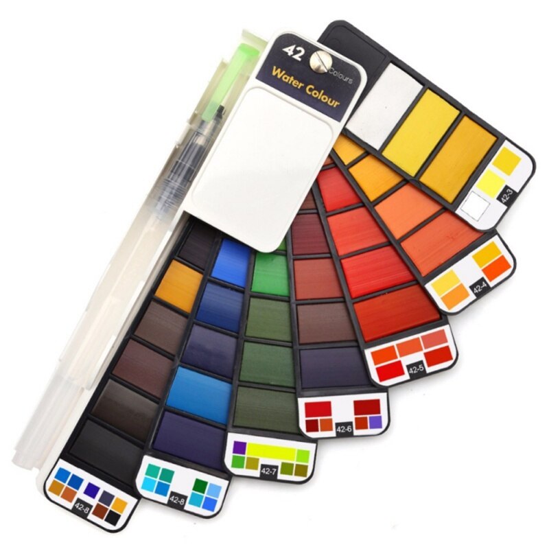 Professional Foldable Watercolor Paint Set with Brush