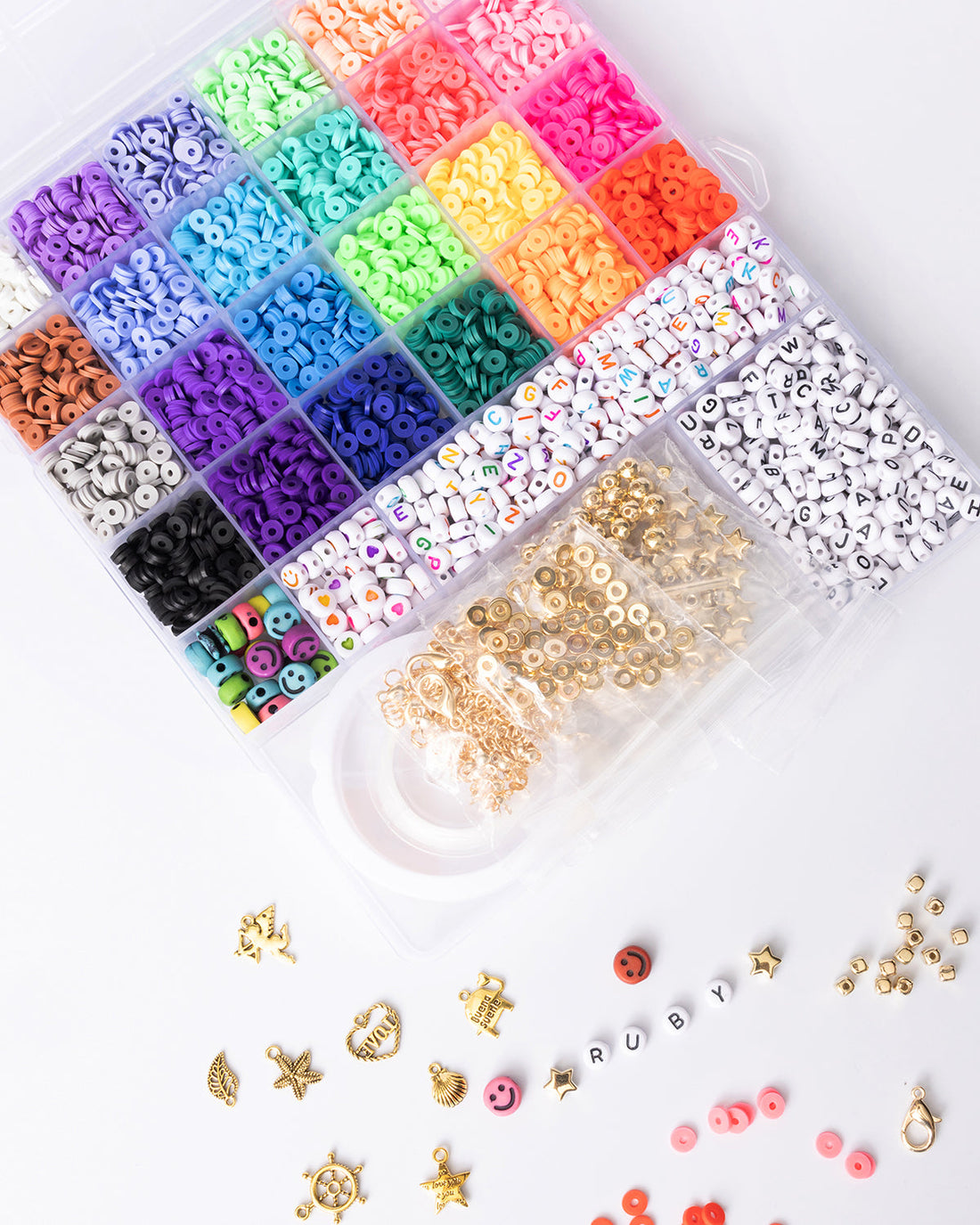 Multicolor Alphabet Heishi Happy Face Bead Jewelry