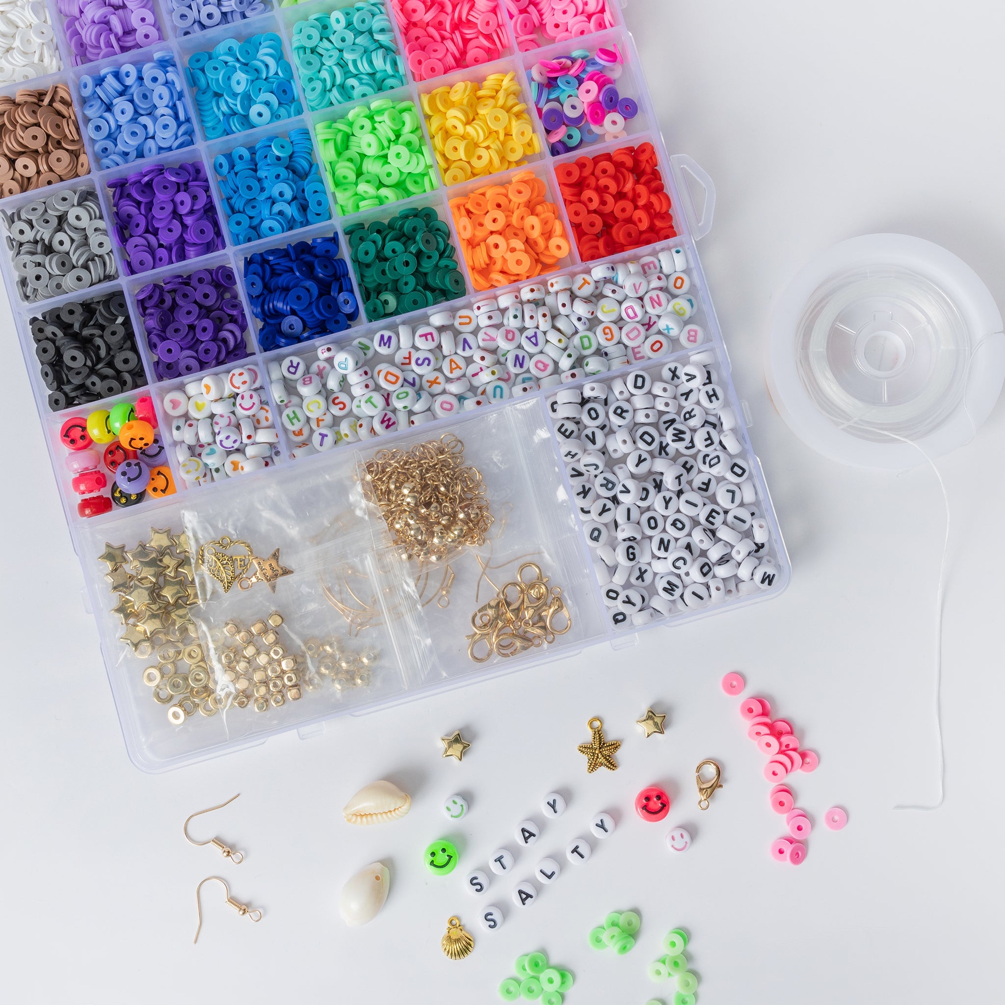 Multicolor Alphabet Heishi Happy Face Bead Jewelry