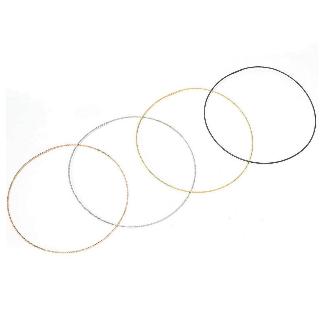 C015W Structured Wire Choker Chain Necklace/ 1.2mm (An exclusive clasp design)