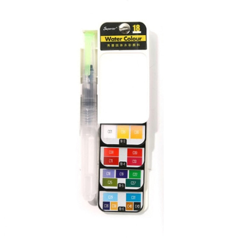 Professional Foldable Watercolor Paint Set with Brush