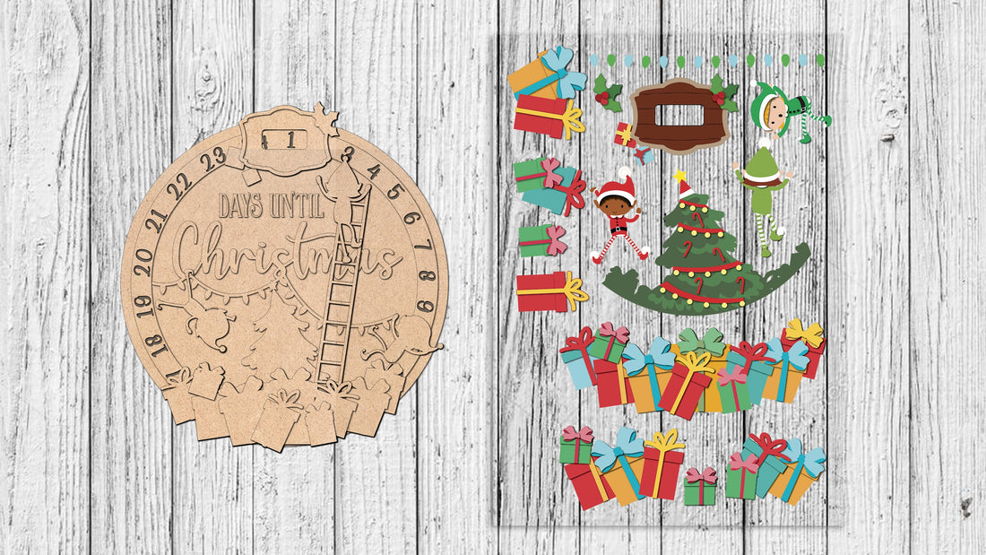 Days Until Christmas Elves Workshop Countdown Calendar 13inch - DIY Unfinished Kit - Lvl 3