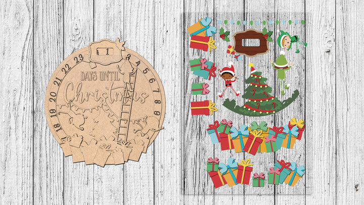 Days Until Christmas Elves Workshop Countdown Calendar 13inch - DIY Unfinished Kit - Lvl 3