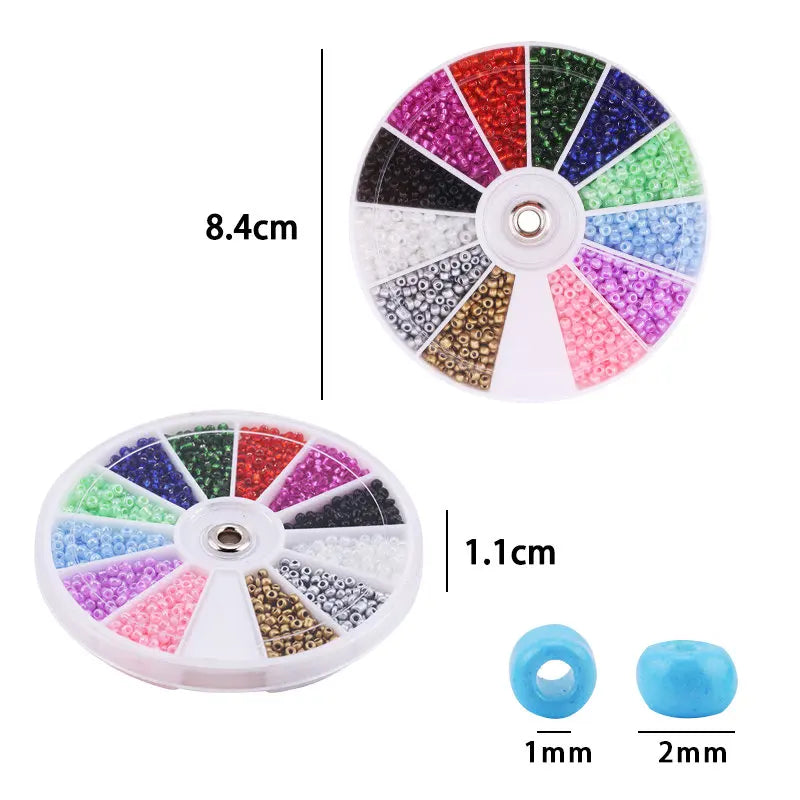 2000 Piece 12 Grid Glass Seed Beads Set