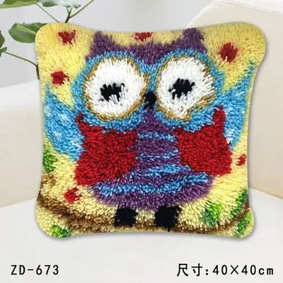 Cute Animal Series Latch Hook Pillow Kits DIY Segment Embroidery Materials Package Coarse Wool Pillow Cross Stitch knooppakket