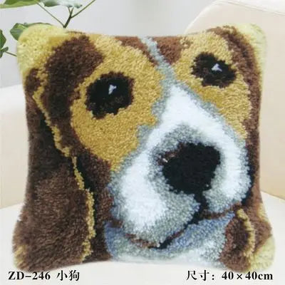 Cute Animal Series Latch Hook Pillow Kits DIY Segment Embroidery Materials Package Coarse Wool Pillow Cross Stitch knooppakket