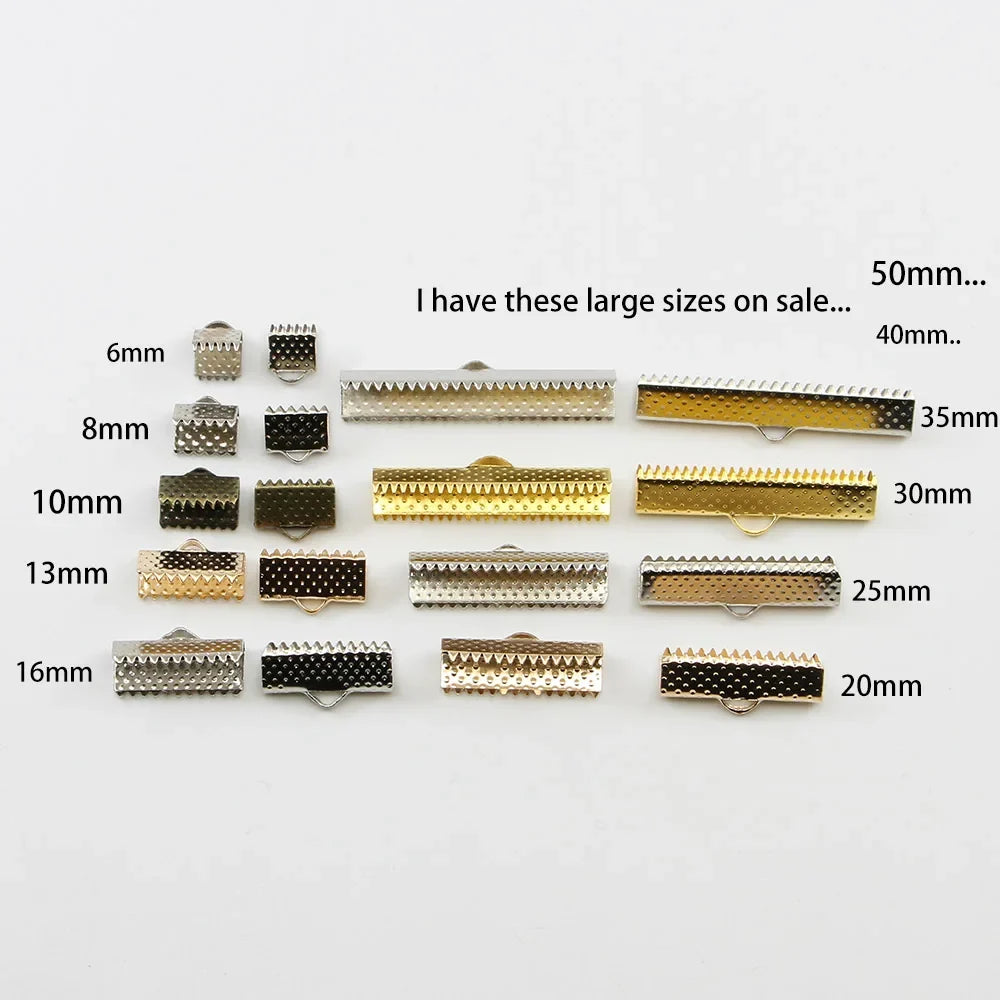 50pcs/lot Crimp Beads Cove Clasps Cord Leather Clip Necklace Bracelet Connectors End Caps For DIY Jewelry Findings Supplies