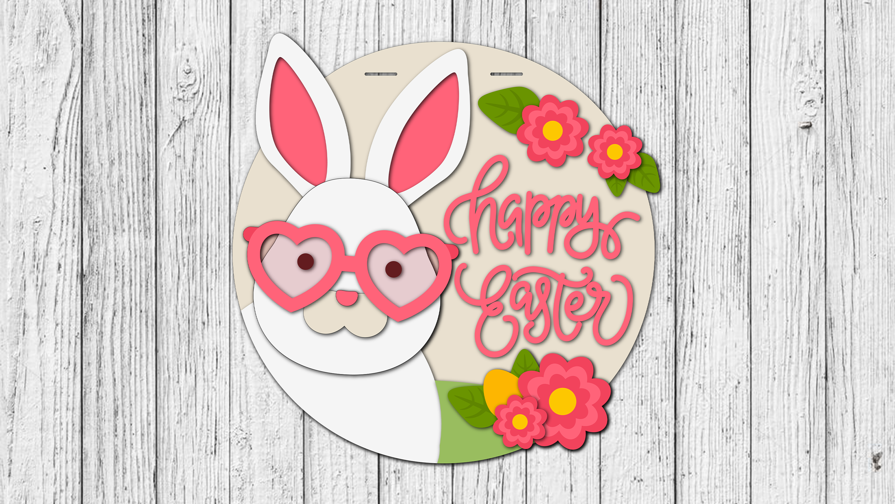 Happy Easter Bunny Door Hanger - DIY Unfinished Kit - Lvl 2