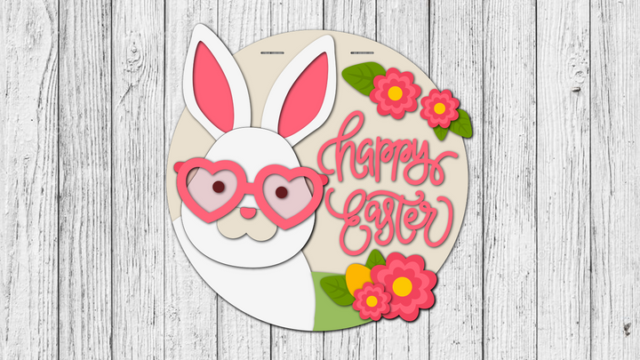 Happy Easter Bunny Door Hanger - DIY Unfinished Kit - Lvl 2