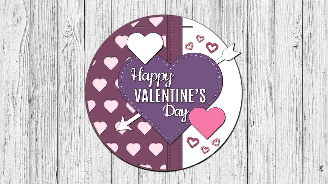 Happy Valentines Day Hearts Arrow Door Hanger - DIY Unfinished Kit - Lvl 2