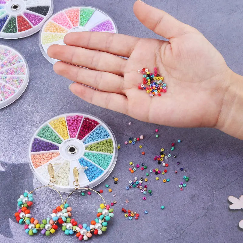 2000 Piece 12 Grid Glass Seed Beads Set