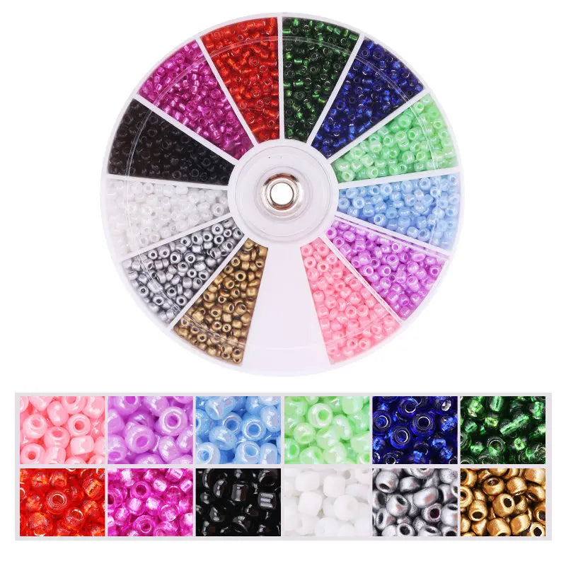 2000 Piece 12 Grid Glass Seed Beads Set