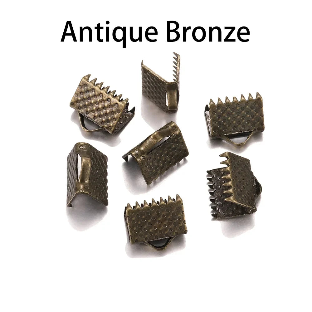 50pcs/lot Crimp Beads Cove Clasps Cord Leather Clip Necklace Bracelet Connectors End Caps For DIY Jewelry Findings Supplies