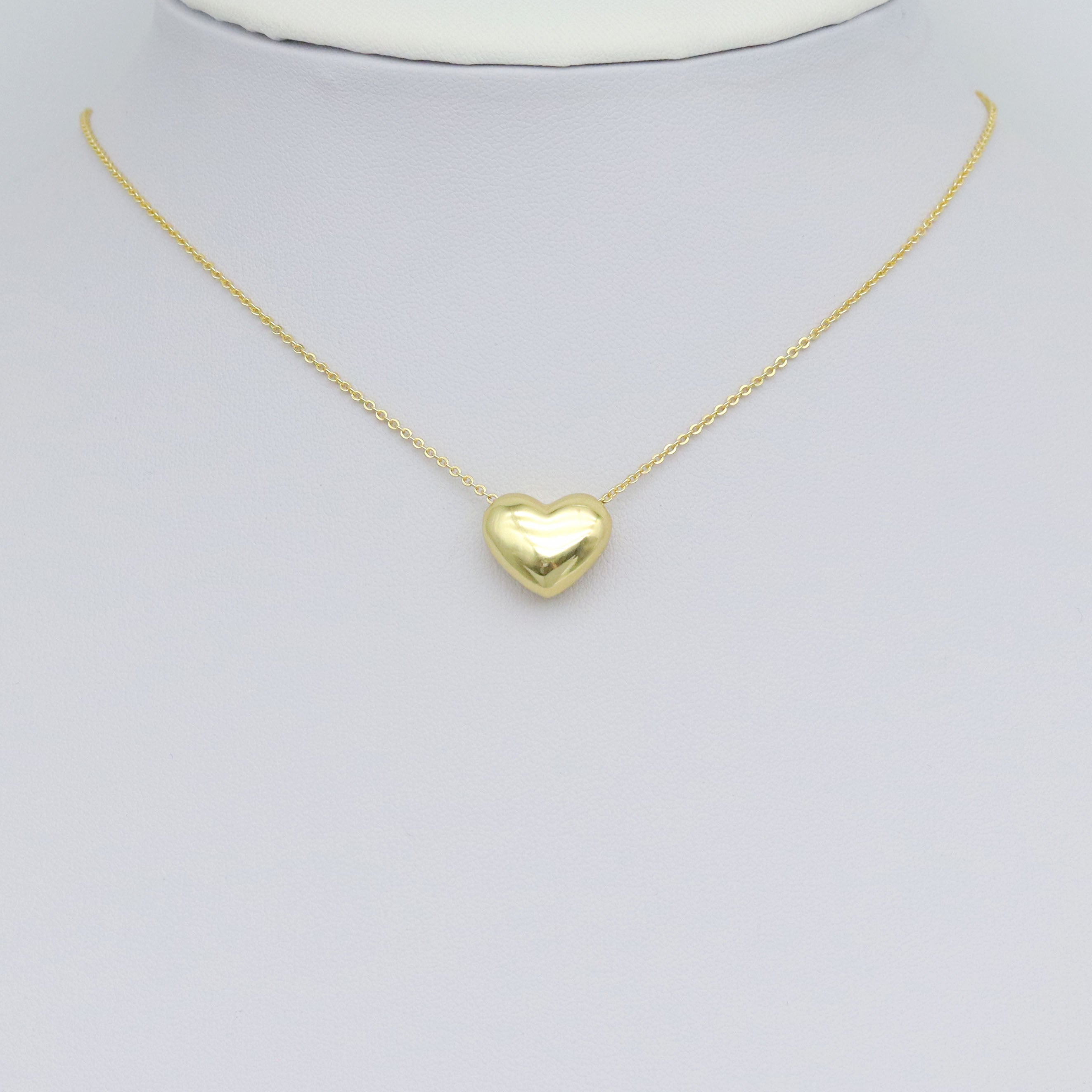 Gold 3D Puffy Heart Charm Pendant, Sku#LK1032
