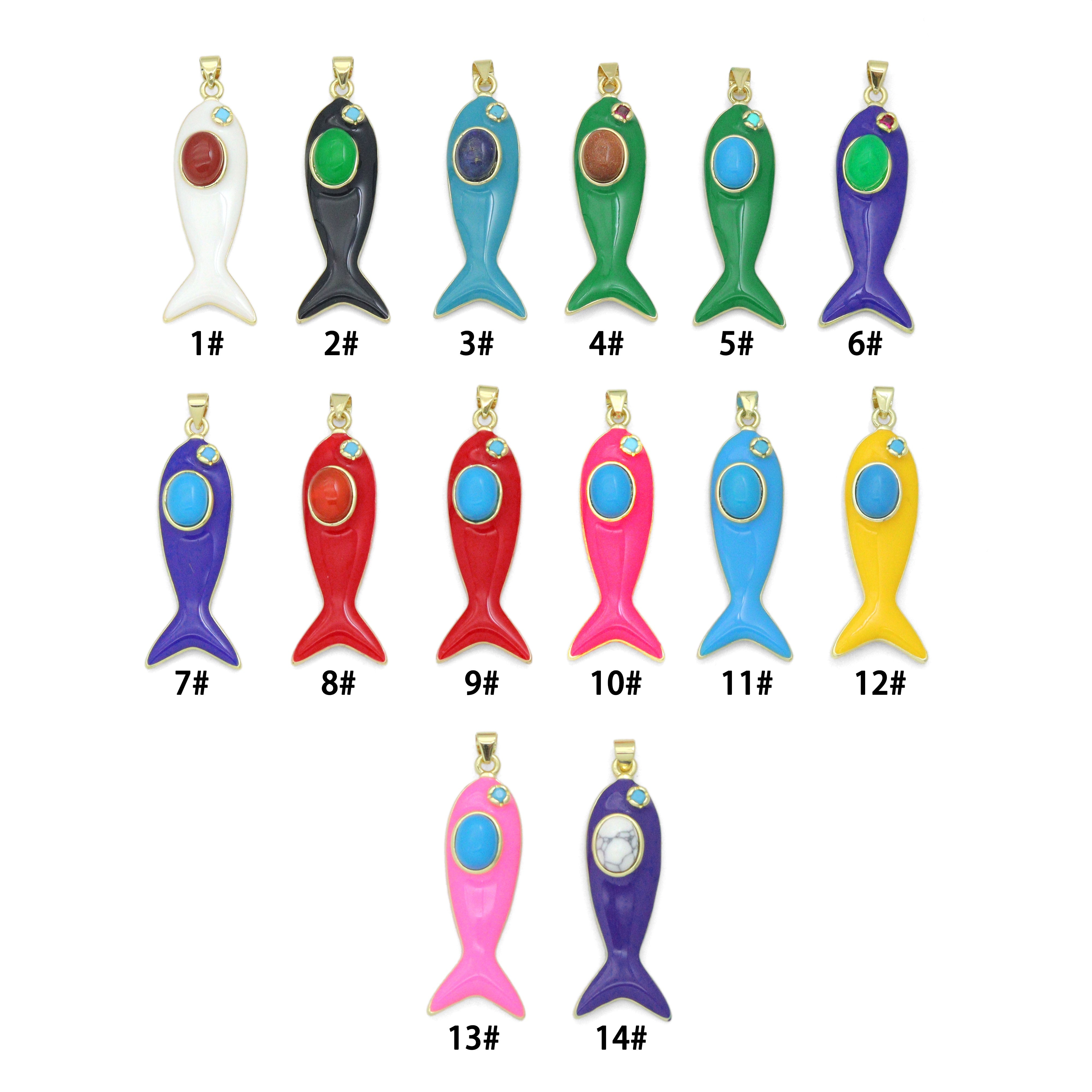 Colorful Enamel Fish Pendant Jewelry Making Charm