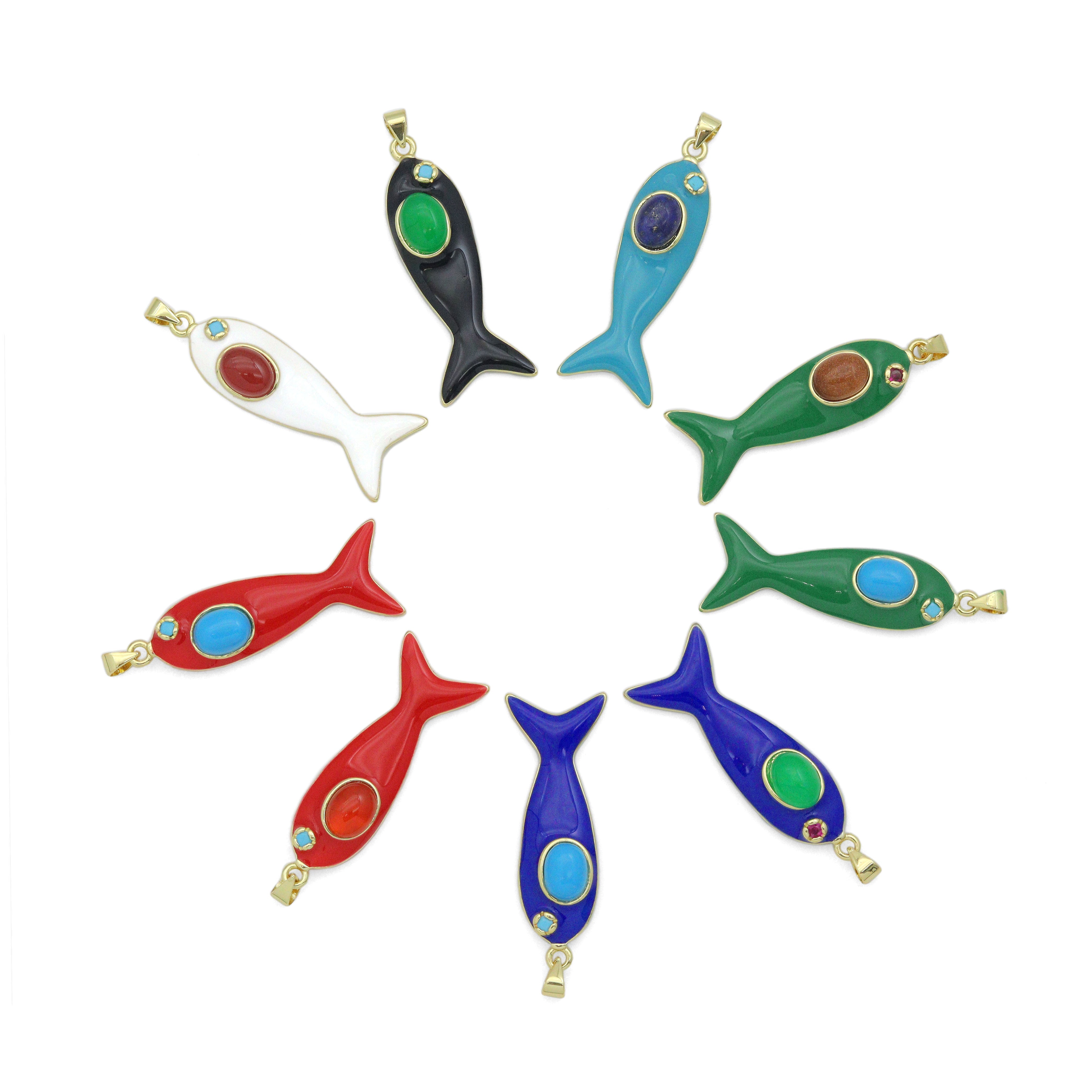 Colorful Enamel Fish Pendant Jewelry Making Charm