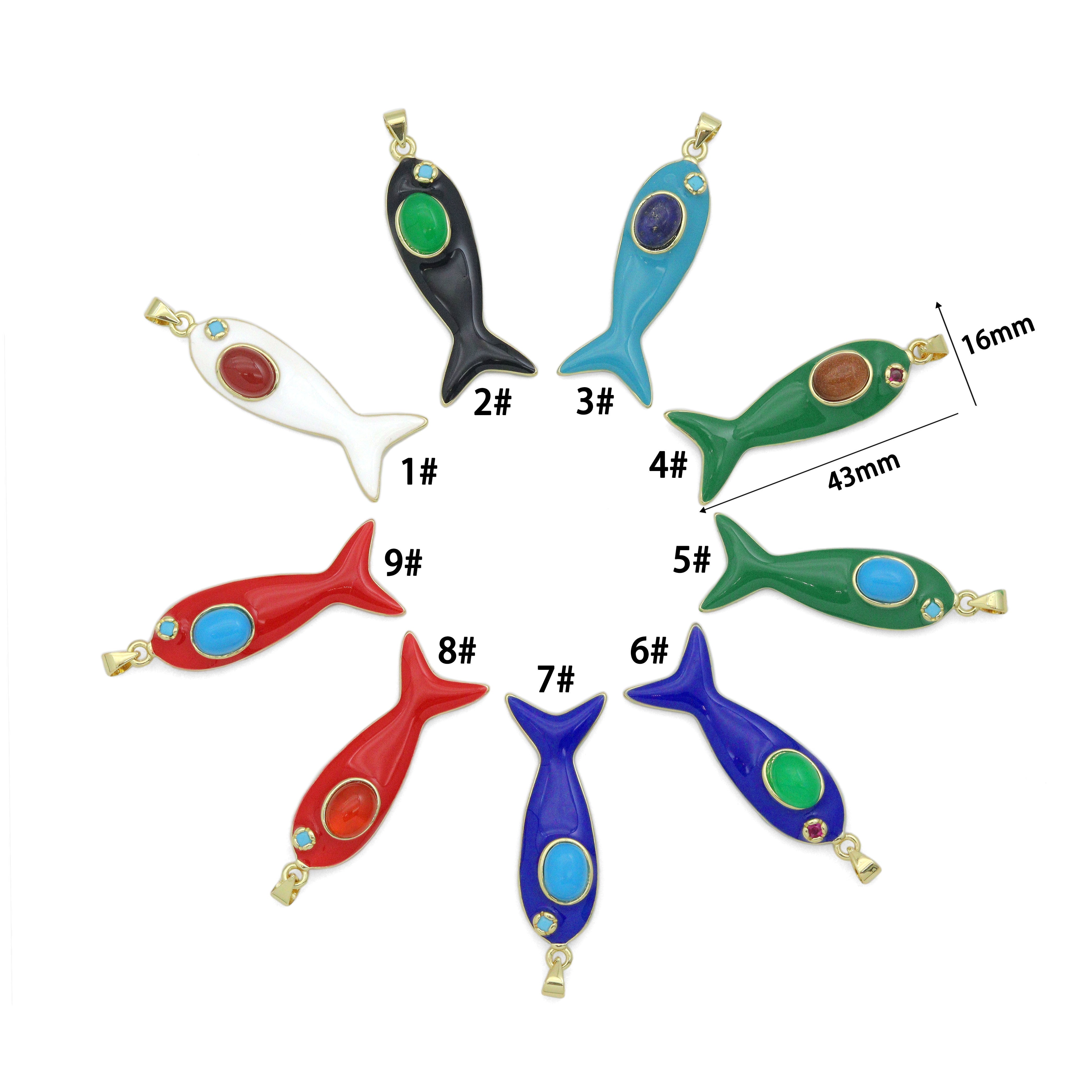 Colorful Enamel Fish Pendant Jewelry Making Charm