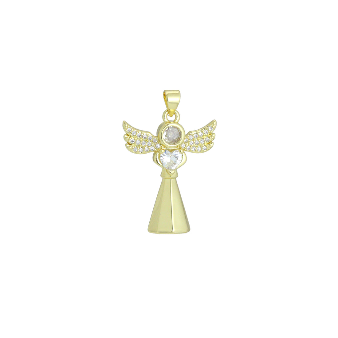 Clear CZ Cross Angel With Swings Charm Pendant, Sku#LK1294