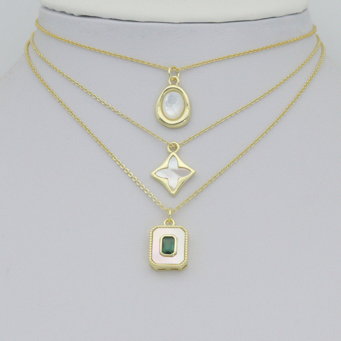 Abalone Mother of Pearl Gold Oval Rectangle Charm Pendant, Sku#LK1304