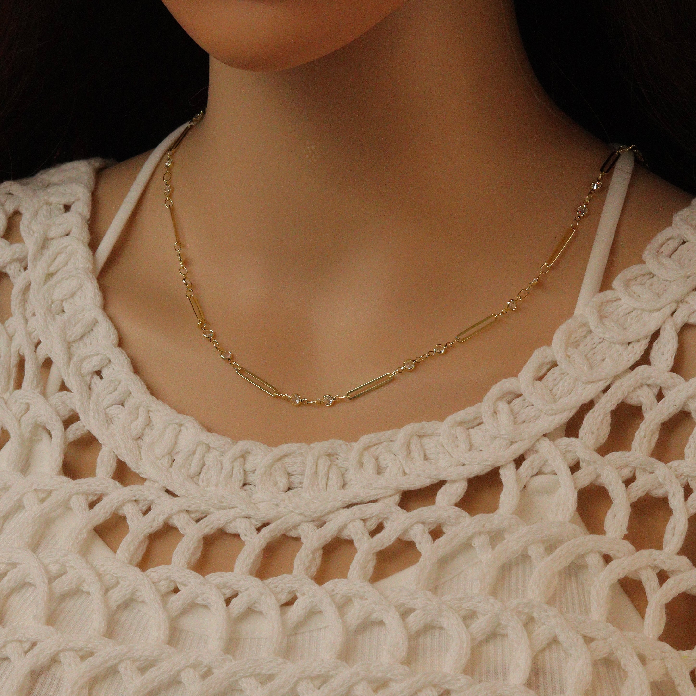 Wholesale paperclip link CZ chain by Yard, sku#LX959
