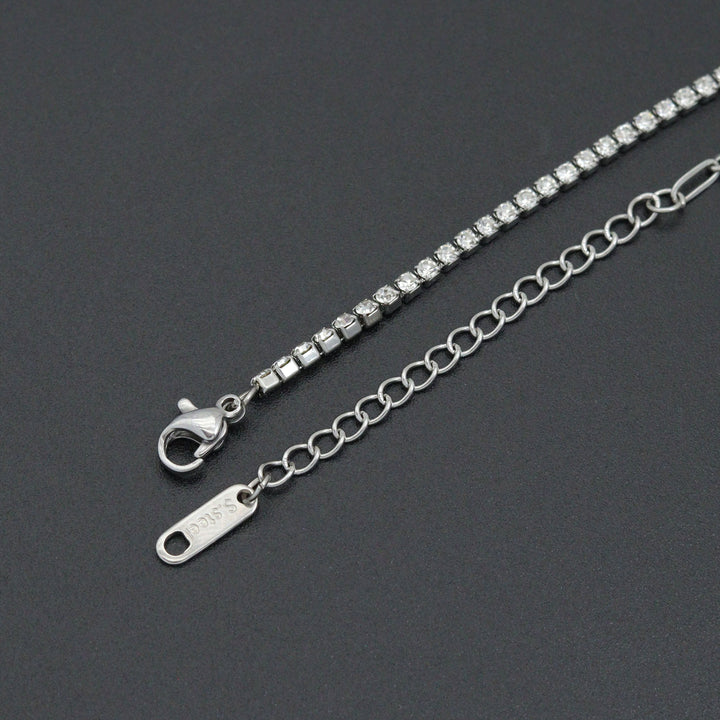 Silver Dainty Paperclip Tennis Chain Bracelet, Sku#LX960